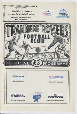 Tranmere Rovers v Sheffield United Match Programme 2011-08-20